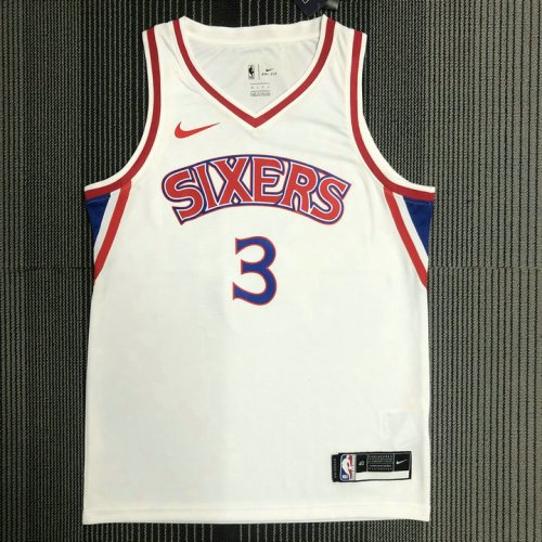 Maillot de Basket #3 Iversion 76ers retro Blanc Imprimé